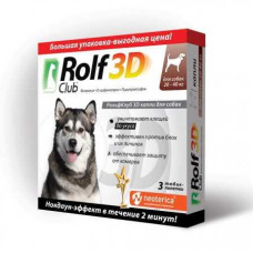 Rolf Club 3D Капли от блох, клещей, комаров для собак 20-40 кг упаковка, 3 пипетки