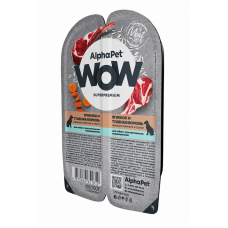 AlphaPet WOW Superpremium влажный корм для собак с чувствительным пищеварением ягненок и тушеная морковь, в ламистерах