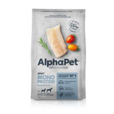 AlphaPet Superpremium Monoprotein сухой корм для взрослых собак средних и крупных пород с белой рыбой 