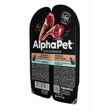 AlphaPet Superpremium влажный корм для кошек с чувствительным пищеварением ягненок и брусника, в ламистерах