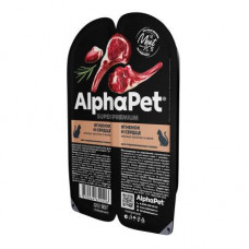 AlphaPet Superpremium влажный корм для взрослых стерилизованных кошек с ягненком и сердцем в желе, в ламистерах