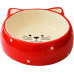 Миска для кошек №1 керамическая в форме мордочки кошки, красная, горох