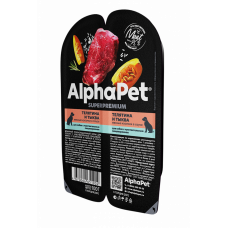 AlphaPet Superpremium влажный корм для собак с чувствительным пищеварением телятина и тыква, в ламистерах 