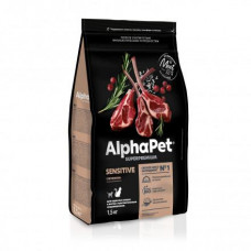 AlphaPet Superpremium сухой полнорационный корм для взрослых кошек и котов с чувствительным пищеварением с ягненком 