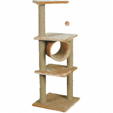 Комплекс для кошек Зооник трехэтажный с трубой мех 45 х45 х128 см