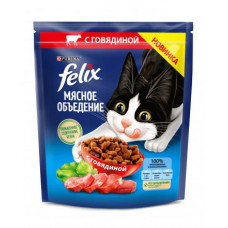 Сухой корм Felix Мясное объедение для взрослых кошек с говядиной