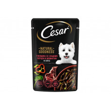 Влажный корм Cesar Natural Goodness для взрослых собак всех пород, с говядиной, сладким перцем и шпинатом в соусе пауч 