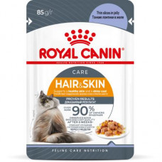 Royal Canin Hair&Skin Care влажный корм для взрослых кошек, для поддержания здоровья кожи и красоты шерсти, тонкие ломтики в соусе, в паучах