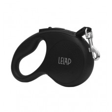 LeLap - Рулетка для собак до 30кг, ремень 5м, чёрная M