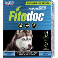 Fitodoc капли для собак от 25 кг от блох, клещей, комаров и других насекомых 1 пип 2,5 мл