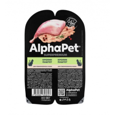 AlphaPet Superpremium влажный корм для взрослых стерилизованных кошек с кроликом, паштет - 80 г