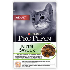 Влажный корм для кошек Pro Plan Nutrisavour, с ягненком, 85 г (кусочки в желе)