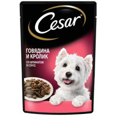 Влажный корм для собак мелких пород Cesar, кролик, говядина, со шпинатом, 85 г