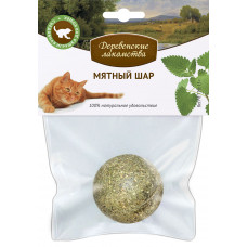 Лакомство для кошек Деревенские лакомства, мятный шар, диаметр 3,5 см, 15 г