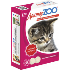 Добавка в корм для кошек Доктор ZOO Здоровый котенок, с кальцием, 120 таб.