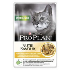 Влажный корм для стерилизованных кошек Pro Plan Nutrisavour, с курицей, 85 г (кусочки в соусе)